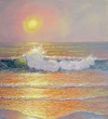 wave study, golden sunset